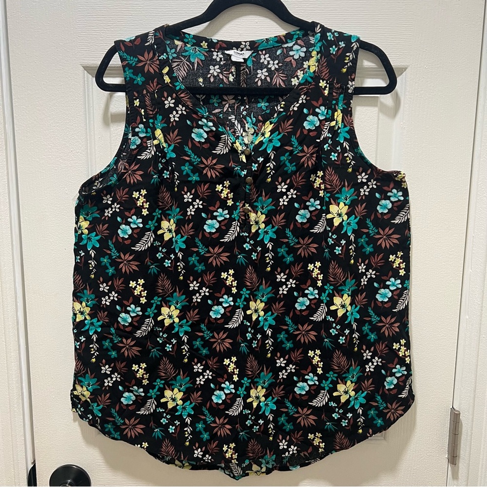 Sonoma Goods for Life Floral V-Neck Sleeveless Tunic Top X-Large